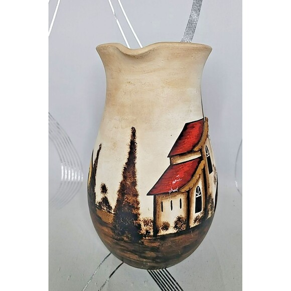 Hilda Artisan Ceramic Stoneware‎ Serveware Pitcher Religious Church Landscape - Picture 3 of 15